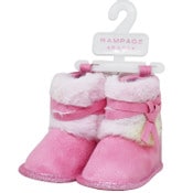 Wholesale - INFANT GIRLS MICROSUEDE BOOTS W/FAUX FUR BOW ASST SIZE, UPC: 194587473996